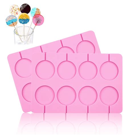 HYCSC Silicone Lollipop Molds, 8-Capacity Large Sucker Molds, Round ...