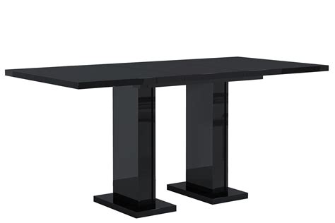 Extendable Black Gloss Dining Table Extending 6-8 seater Modern Compact Pillar Leg - Gia