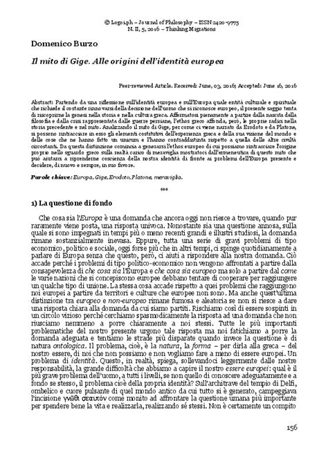 (PDF) IL MITO DI GIGE ALL'ORIGINE DELL'IDENTITÀ EUROPEA - Gyges’ Myth as the Origin of European ...