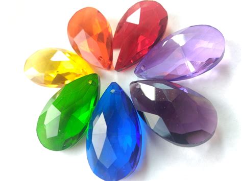 Collectibles Prisms 7 Assorted Rainbow Color 38mm Teardrop Chandelier Crystals Prisms Pendants ...