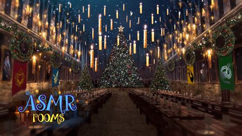 Christmas at Hogwarts Great Hall 🎄 ☃ Harry Potter 1 hour holiday music ASMR magical soundscape ...