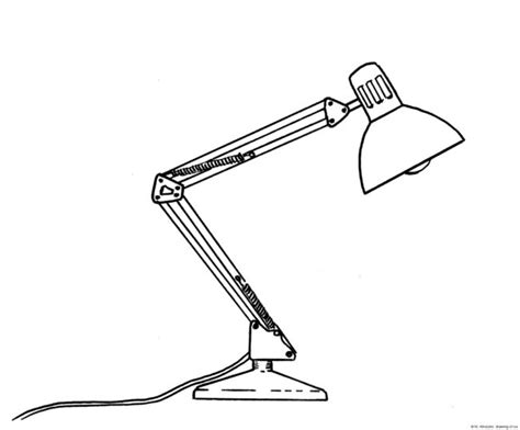 Desk lamp draw – Line art illustrations