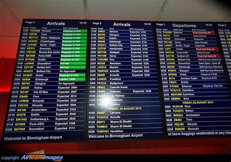 Birmingham Airport arrivals and departure information board ...