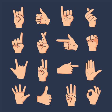 Set of different gestures hand with hand drawn vector illustration 1993212 Vector Art at Vecteezy