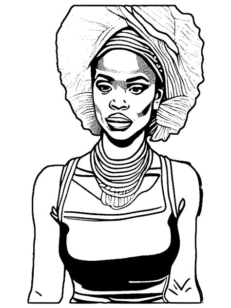Pop Art African Woman Coloring Page · Creative Fabrica