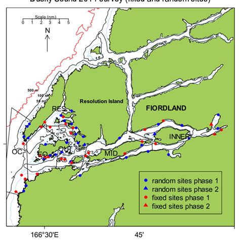 Map of Dusky Sound strata phase 1 and phase 2 sites for the fixed and... | Download Scientific ...