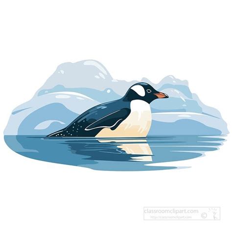 Penguin Clipart-penguin swimming in icy water clip art