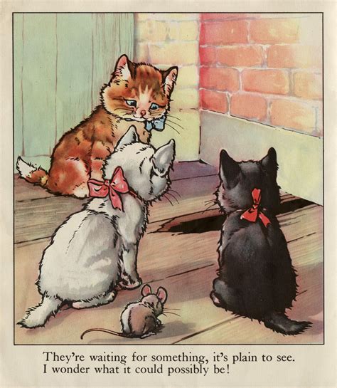 Illustration from a vintage children's book | Cats illustration, Cat art, Cat drawing