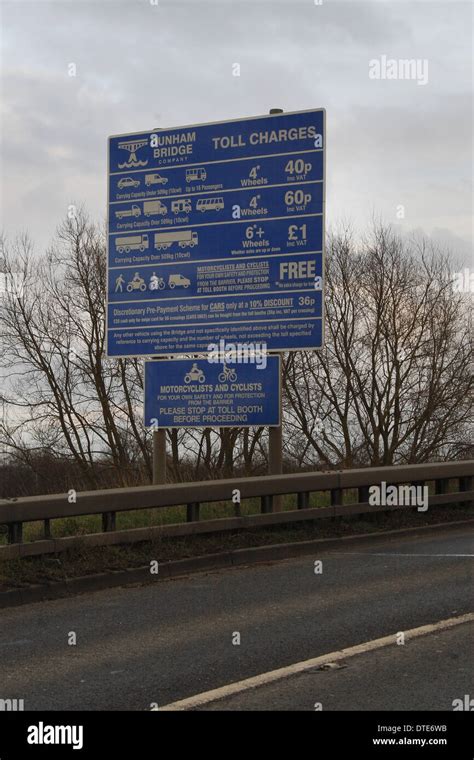 toll charges sign on Dunham Toll Bridge, Nottinghamshire, England, UK Stock Photo - Alamy