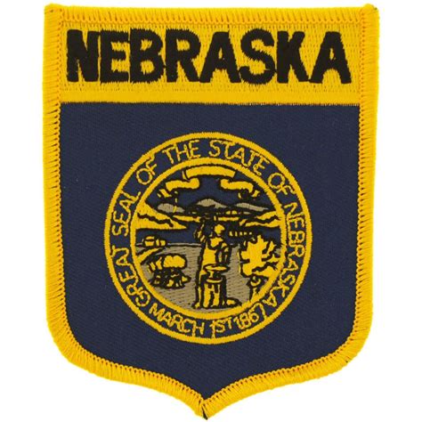 Nebraska - State Flag Shield Embroidered Iron-On Patch at Sticker Shoppe