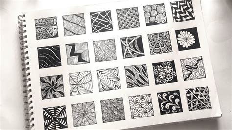 24 zentangle patterns || 24 doodle patterns || zendoodle patterns || Zentangle art || Zentangle ...