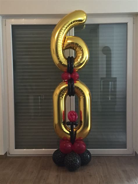 60th Birthday Party Balloon Column black, gold, and magenta The Ballooners | 60th birthday ...