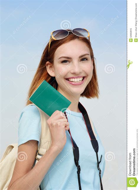 Happy travel woman stock image. Image of attractive, adventure - 52662815