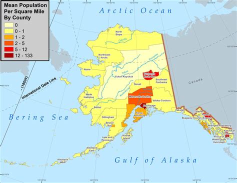 Population Density Map Of Alaska - Topographic Map World