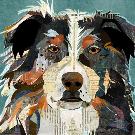 Australian Shepherd / Aussie Collage Art - Vintage and Rustic Style Dog Breed Wall Decor Print ...