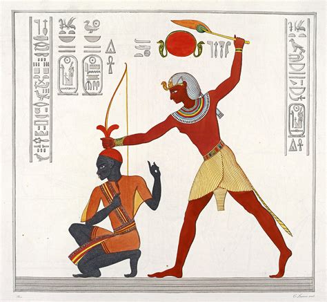 Ramesses II striking an Ethiopian prisoner Drawing by Giuseppe Angelelli - Pixels