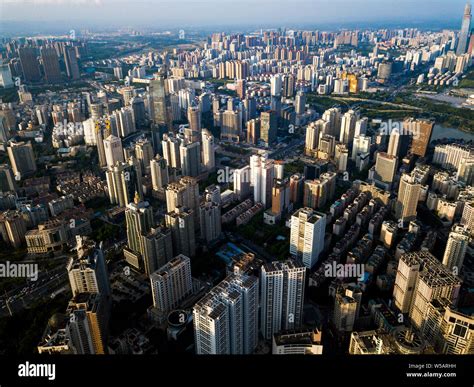 Aerial skyline of Nanning, the capital city of Guangxi province in ...