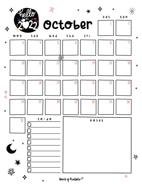 October 2022 Calendar