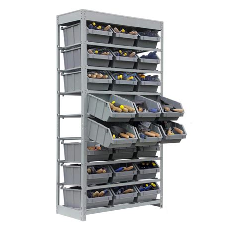 KING'S RACK Gray 8-Tier Botless Bin Storage System Garage Storage Rack ...