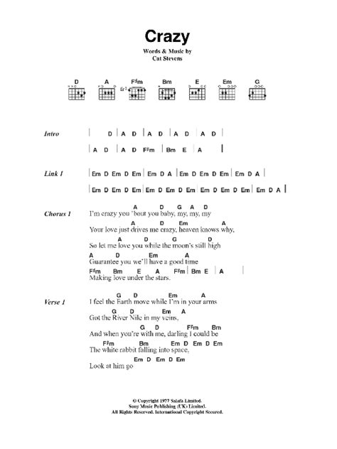 Crazy by Cat Stevens - Guitar Chords/Lyrics - Guitar Instructor