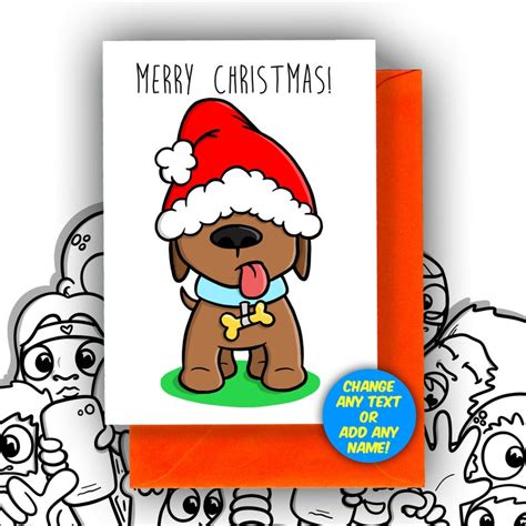 Cute Christmas Dog Blank Card A6 Greeting Card Christmas | Etsy