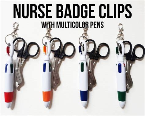 Nurse Badge Clip with Scissors and Multi-Color Shuttle Pen for | Etsy ...