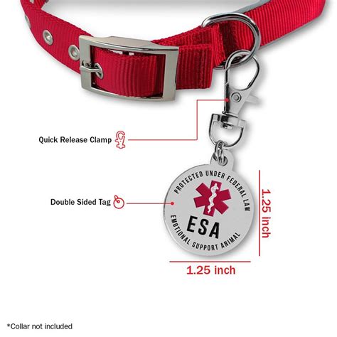 Emotional Support Dog ESA Tag 1.25 Premium Double Sided Medical Alert Symbol Pet ID Tags w/ 5 ...