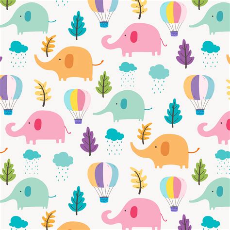 Cute Elephant Pattern Background For Kids. Vector Illustration. 628028 ...