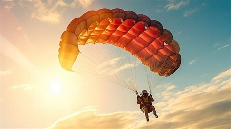 Premium AI Image | a parachutist in a parachute at sunset Extreme sport ...