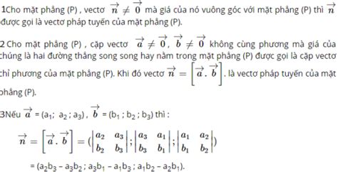 Công thức tính vecto pháp tuyến của mặt phẳng oxy toán 12.