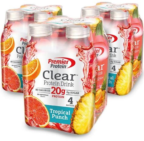 Premier Protein Clear Protein Drink, Tropical Punch, 20g Protein, 16.9 Fl Oz, 12 Ct - Walmart ...