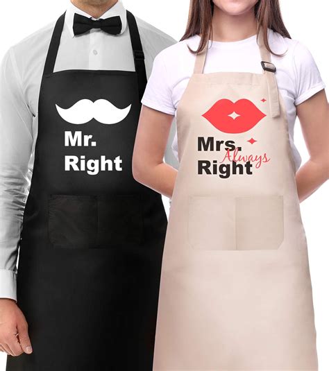 Ubrand Couple Aprons for Cooking|His and Hers Funny Apron|Mr Mrs 2 ...