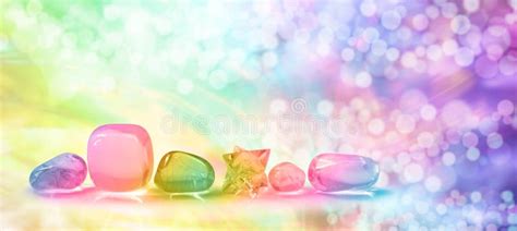 Vibrant Healing Crystals on Bokeh Banner Stock Photo - Image of heaing ...