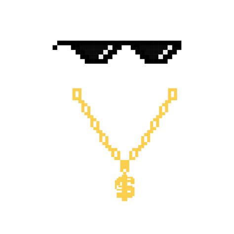 Black thug life meme glasses in pixel art style 4567680 Vector Art at ...