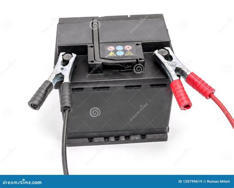 Car Battery with Jumper Cables Stock Image - Image of electrical ...