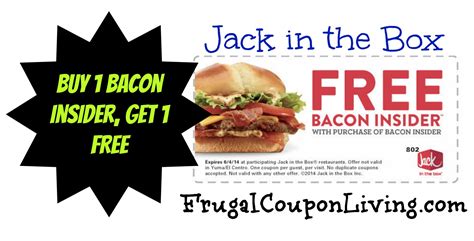 Jack in the Box Coupon for a FREE Bacon Insider