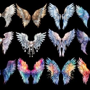 Angel Wings Clipart, Watercolor Clipart, Feather Wings Png, Fantasy ...