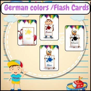 Color Flashcards for kids, worksheets /activities / Printable Colors in German