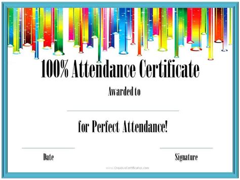 Perfect Attendance Award Certificates