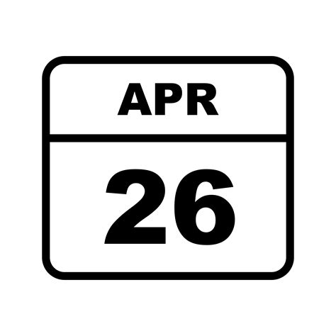April 26th Date on a Single Day Calendar 493521 Vector Art at Vecteezy
