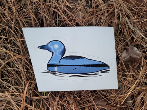 Loon Silhouette Moonlit Loon Lake Sticker - Etsy