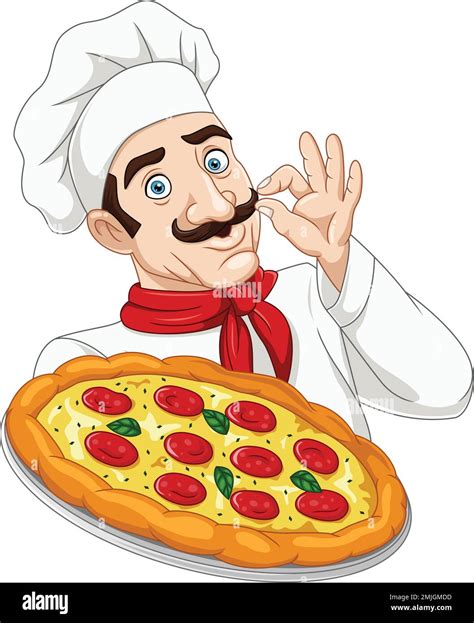 Cartoon chef man holding a pizza Stock Vector Image & Art - Alamy