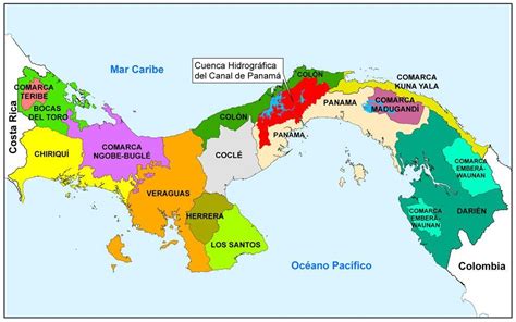 Mapa de Panamá con Nombres, Provincias y Distritos 【Para Descargar e Imprimir】 | Map, Pie chart ...