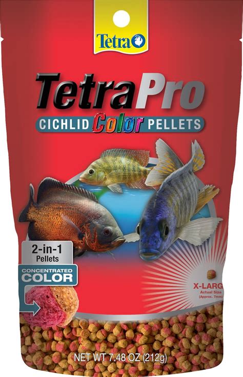 Tetra TetraPro Cichlid Color Pellets 7.48 Ounces, Extra-Large, 2-in-1 Color-Enhancing Cichlid ...