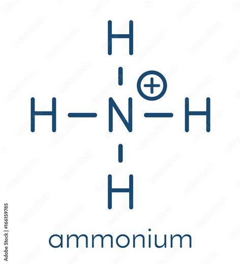 Plakat Ammonium cation. Protonated form of ammonia. Skeletal formula. - amoniak, sól, wydalanie ...