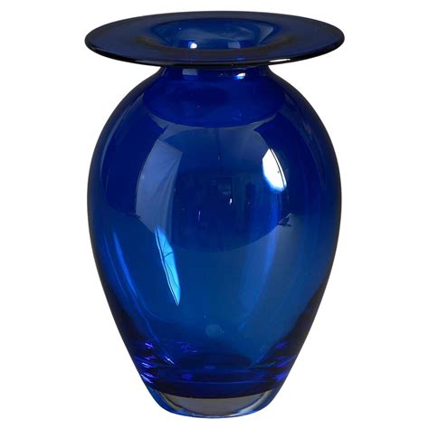 Cobalt Blue Glass Vase Danish Modern Eames era Mid century modern Blown Glass Vintage 1970. Home ...