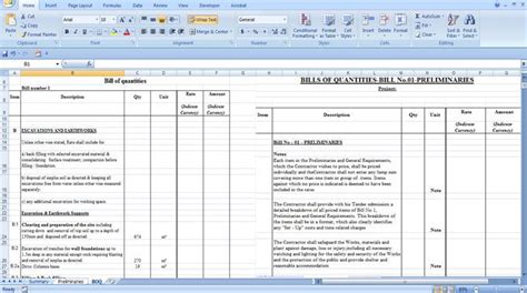 Bill Of Quantities Template Excel - House Construction Cost Calculator ...