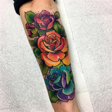 💕🌈 Thank you Christine! So fun! #rosetattoo #rainbow #wlba #tattoosforwomen | Rose tattoo sleeve ...