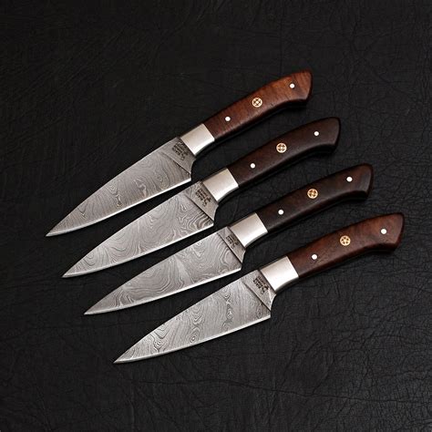 Damascus Paring Knife Set // 4 Piece Set // 9859 - Black Forged Knives ...