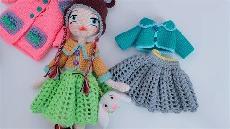 Crochet doll outfit tutorial ( Skirt and jacket ) - YouTube